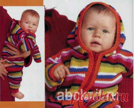Вязаный костюм – кофта и штаны для новорожденного | Вязание спицами и крючком – Азбука вязания