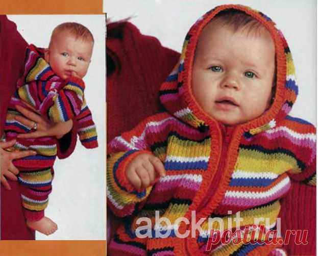 Вязаный костюм – кофта и штаны для новорожденного | Вязание спицами и крючком – Азбука вязания