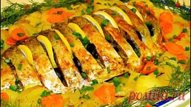 Рыба с овощами в духовке, потрясающий вкус! Великолепна для праздника!