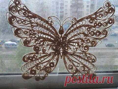 ​Ажурная бабочка из джута