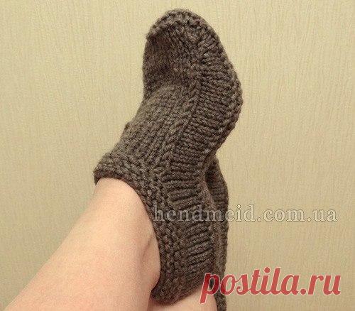 Домашние тапочки из толстой пряжи (Вязание спицами) — Журнал Вдохновение Рукодельницы