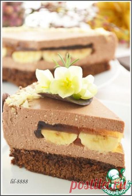 Торт &quot;шоколадно-творожный мусс с бананами в карамельном желе&quot; - кулинарный рецепт