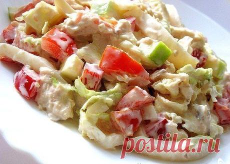 с пекинской капустой,курицей и кальмарами. - Простые рецепты Овкусе.ру