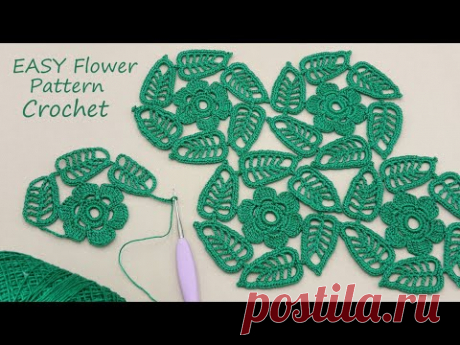 Цветочные мотивы ВЯЗАНИЕ КРЮЧКОМ для начинающих EASY Flower Pattern Crochet