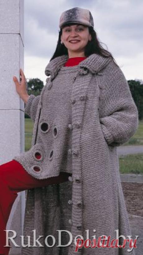 Расклешенное пальто из домашней пряжи :: Жакеты и пальто :: Женская одежда :: Вязание спицами/Knitted jackets, coats for women :: RukoDelie.by