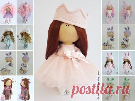 Rag Doll, Fabric Doll, Decor Doll, Interior Doll, Nursery Doll, Textile Doll, Handmade Doll, Pink Soft Doll, Tilda Doll, Art Doll by Irina B Hello, dear visitors!  This is handmade cloth doll created by Master Irina B. (Kiev, Ukraine). Doll is 28 cm (11.02 inch) tall and made of only quality materials. All dolls stated on the photo are mady by Irina B. You can find them in our shop searching by artist name: