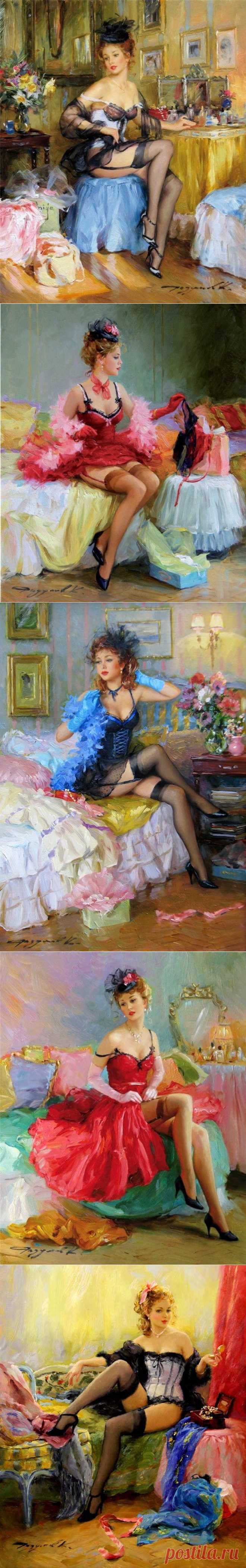 ДАМА В ЧУЛОЧКАХ... ХУДОЖНИК КОНСТАНТИН РАЗУМОВ