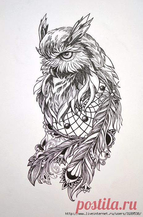 Сова. Графика. Дотворк
