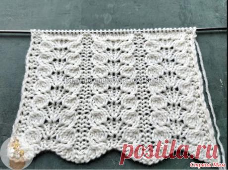 Красивый узор спицами "Дельфиниумы" Узоров много не бывает. Предлагаю в копилочку рукодельницам ещё один. Изнаночная сторона.  Рaппоpт узоpa cоcтоит из 13 пeтeль и 4 pядов.  Количecтво нaбpaнных пeтeль должно быть кpaтнo 13.