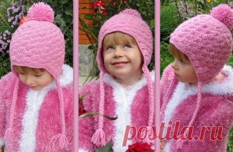 Детская шапочка крючком: простая модель шапочки с ушками - Колибри Еще одна нарядная шапочка для маленькой модницы в вашу «копилку идей. Модель вяжется крючком очень п