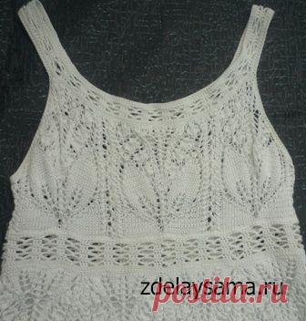 Ажурное платье спицами с фантазийным узором | Рукоделие