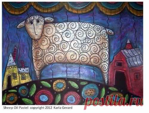 RUG HOOKING CRAFT PAPER PATTERN Sheep FOLK ART BARN HOUSE Karla Gerard | eBay