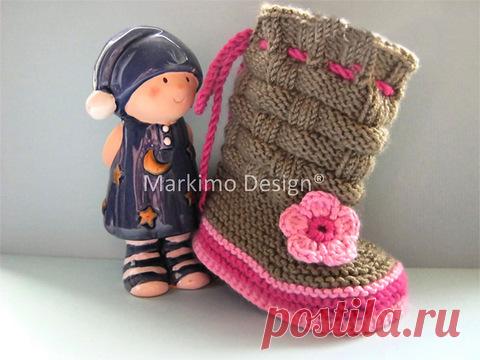 Babyschuhe Krabbelschuhe Babystiefel Grau Rosa Himbeere Lisa aus Babyschuhe von markimodesign #438570