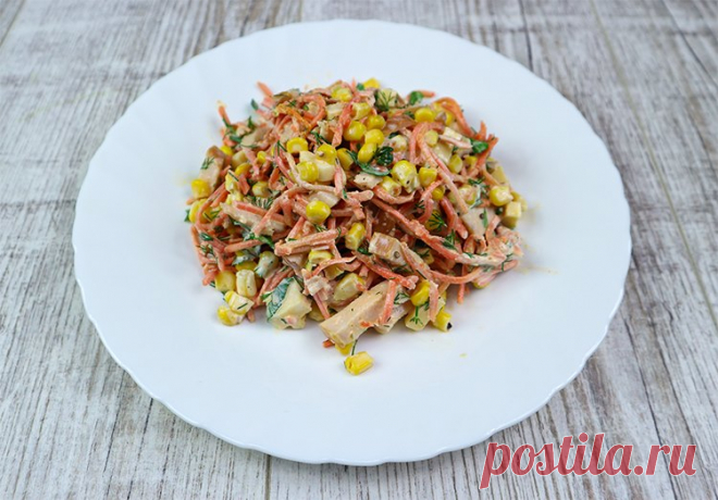 Як приготувати Салат з копченою курячою грудкою та корейською морквою