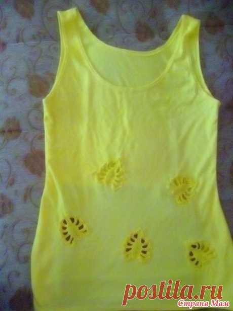 майка с элементами декора - "Шью - вяжу - соединяю"))...или "Комбинированные вещи"...или "Сочетание вязания и шитья" - Страна Мам