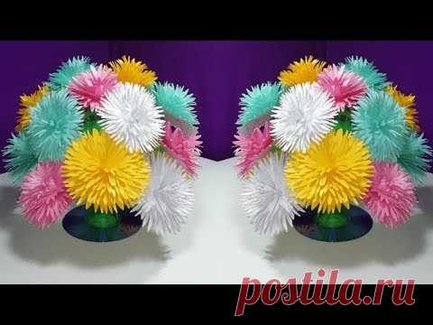 ваза из пластика для цветов из бумаги