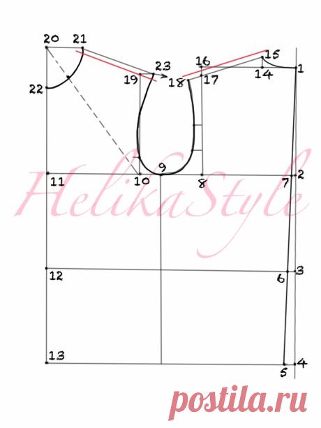 Пошаговое построение выкройки базы без выточек :: HelikaStyle