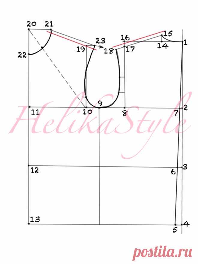 Пошаговое построение выкройки базы без выточек :: HelikaStyle