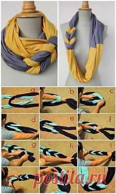 DIY Double Scarf-beautiful with contrasting colors and great…