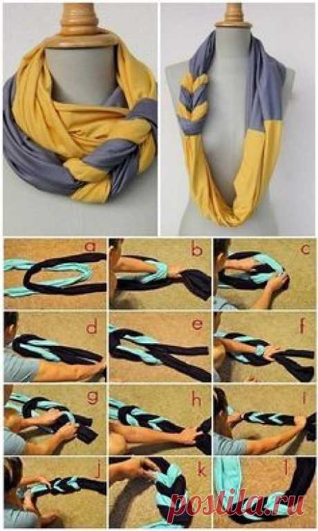 DIY Double Scarf-beautiful with contrasting colors and great…