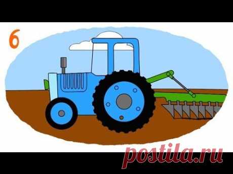 ▶ Мультик - Раскраска. Учим Цвета. - Подъемный кран, экскаватор, трактор - YouTube