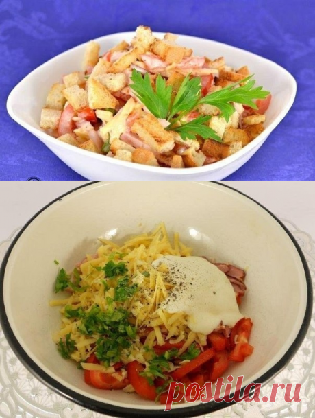 Как приготовить салат из помидоров с грудинкой, сыром и сухариками - рецепт, ингридиенты и фотографии