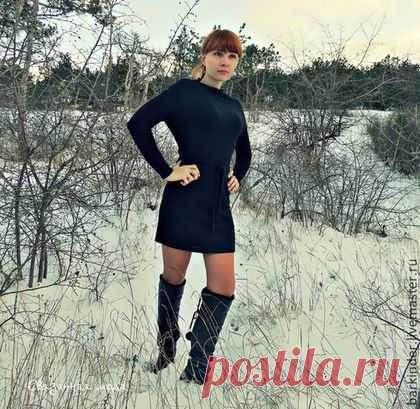 Вязаное платье " Melody Of Love " - черный,однотонный,платье,платье вязаное