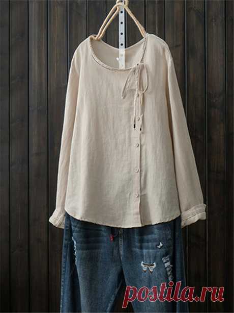 Front Button Crew Neck Long Sleeve Casual Shirt Your friend shared a fashion website for you and give you up to 20% off coupons! Claim it now.