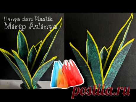 Ide Bunga lidah mertua dari plastik || Mother-in-law's tongue tree made of plastic