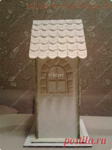 Как задекорировать заготовку Чайный домик с помощью соленого теста и шпатлевки