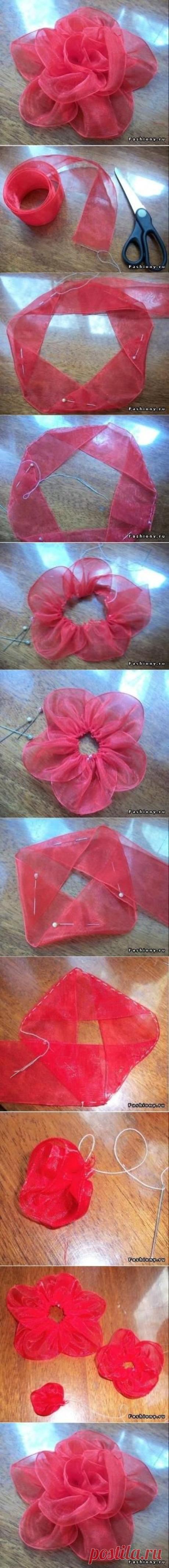 DIY Pointed Petals Ribbon Flower DIY Pointed Petals Ribbon Flower