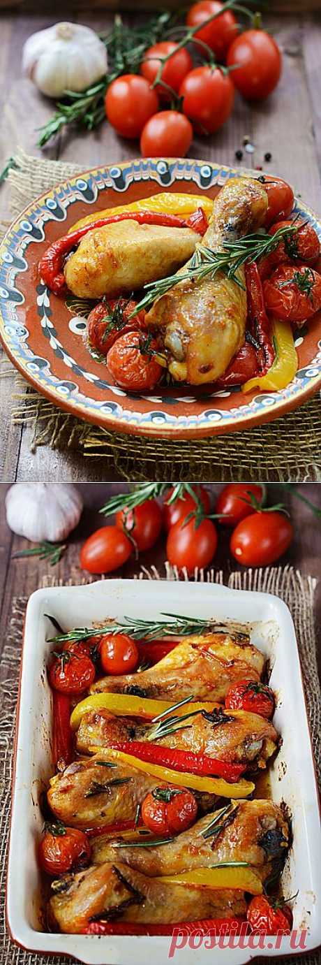 Инна - Куриные ножки с розмарином, сладким перцем и помидорами
