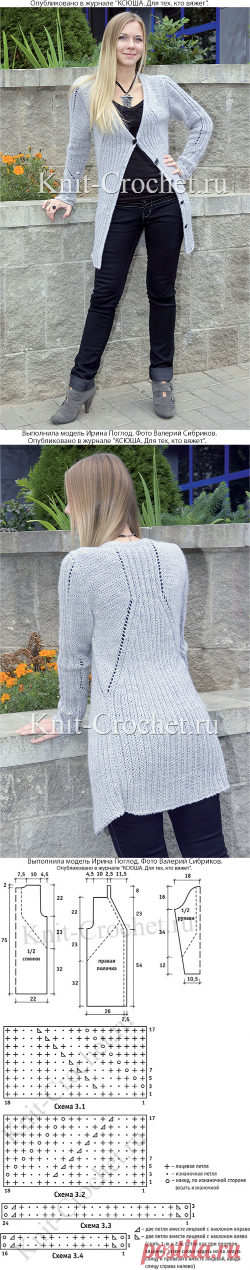 Женский кардиган спицами. - Кардиганы, вязанные спицами - Вязание спицами - Каталог статей - Вязание спицами и крючком