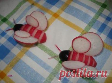 Карвинг из овощей и фруктов для начинающих. Пчёлка из редиса / Карвинг из овощей и фруктов - фото, видео для начинающих / КлуКлу. Рукоделие - бисероплетение, квиллинг, вышивка крестом, вязание