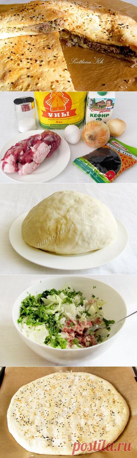 МЯСНОЙ ПИРОГ НА КЕФИРЕ - тонкое, хрустящее тестом и сочной начинкой