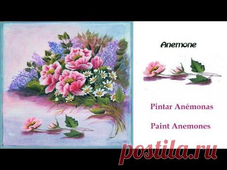 Lienzo composición con anemonas