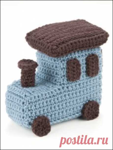 Детский плед крючком и объемные игрушки-паровозики