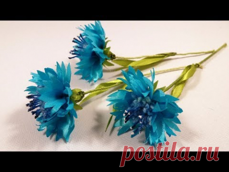 Narrow ribbons cornflower / Cornflower hecho de cintas estrechas / Василек из узких лент