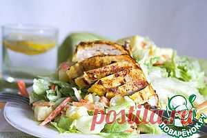 Айсберг салат с курицей и ананасом в йогуртовой заправке - кулинарный рецепт