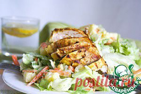 Айсберг салат с курицей и ананасом в йогуртовой заправке - кулинарный рецепт
