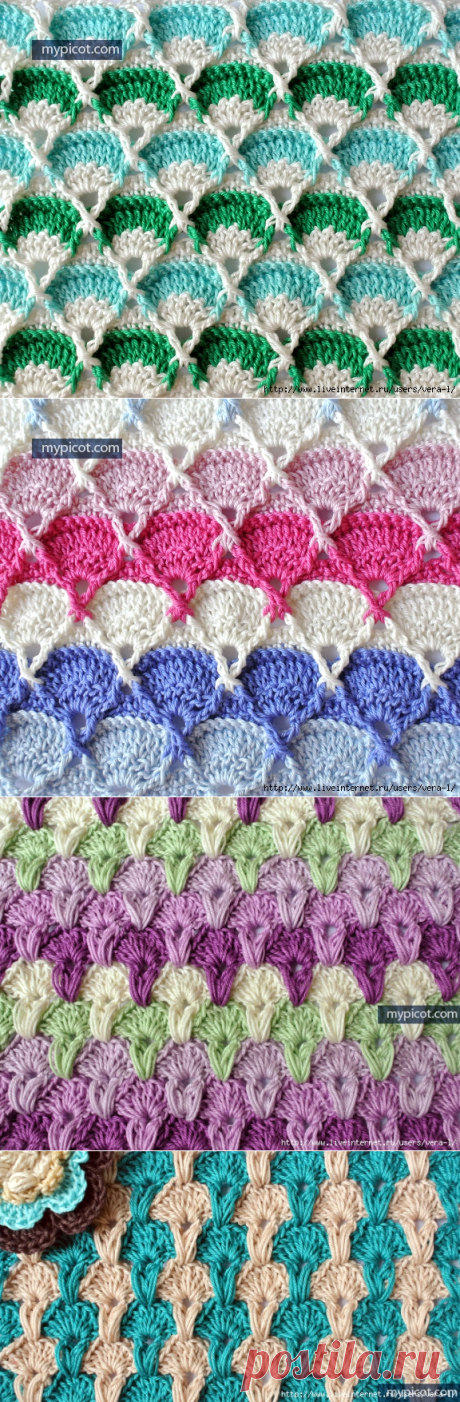 Изумительные многоцветные узоры для вязания крючком — Рукоделие