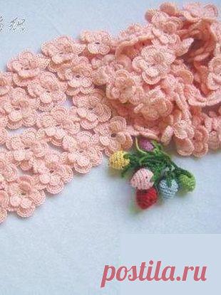 Шарфик из цветочных мотивов | Рукоделие и вязание