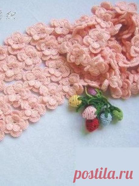 Шарфик из цветочных мотивов | Рукоделие и вязание