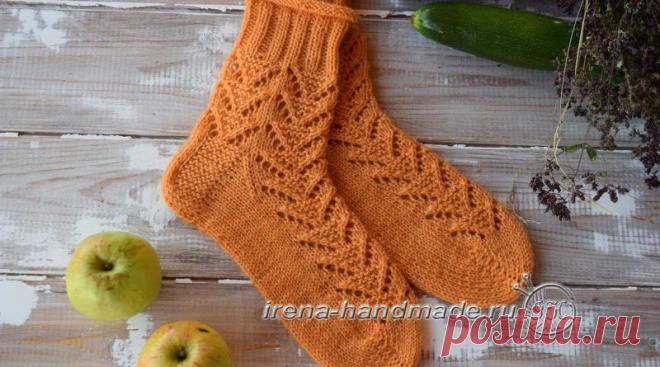 Ажурные носки с узором «Треугольники» (вязание, схемы и фото) - Irena Handmade