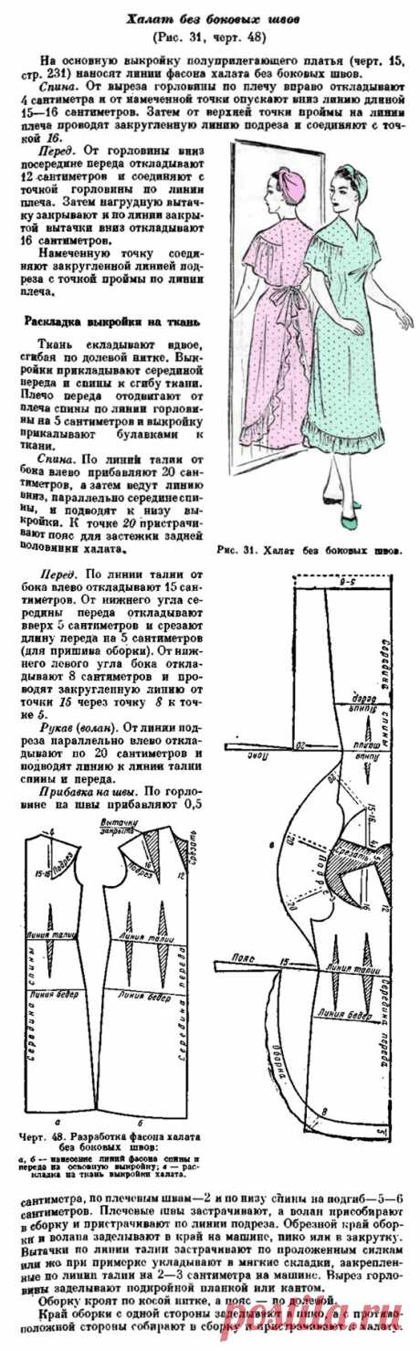 ВЫКРОЙКА ДОМАШНЕГО ХАЛАТА БЕЗ БОКОВЫХ ШВОВ С ВОЛАНОМ