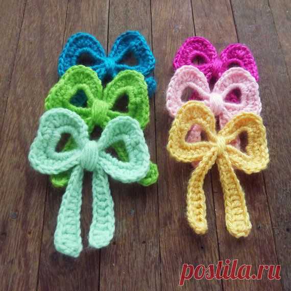 Bow Crochet Applique Pattern tutorial PDF ebook beginner how to DIY -…