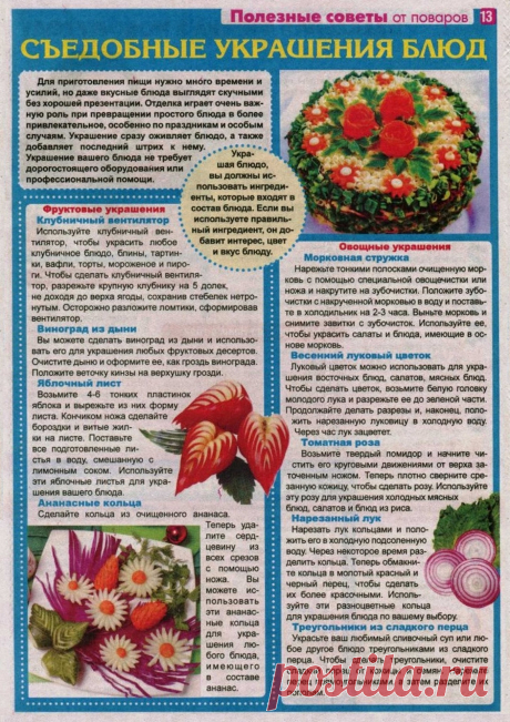 Съедобные украшения блюд