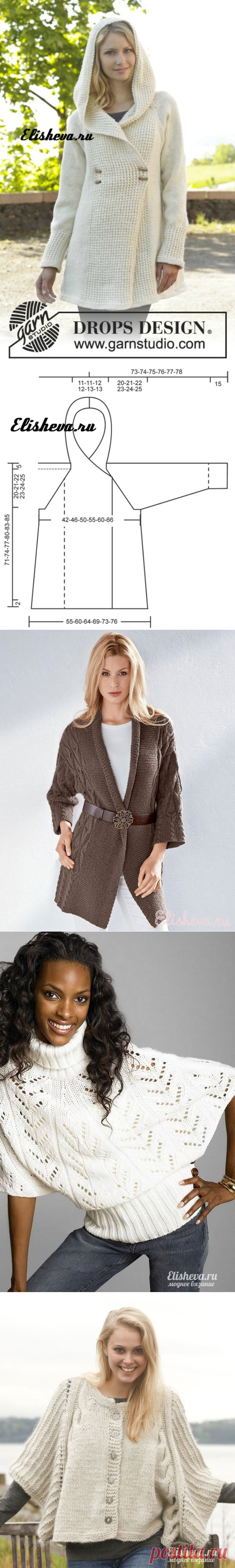 Пальто с капюшоном Snow Princess («Белоснежная принцесса») от DROPS Design, вязаное спицами | Блог elisheva.ru