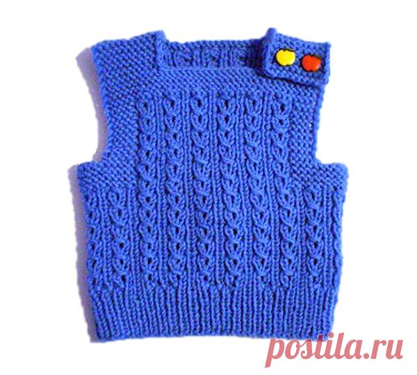 (+1) Детская жилетка спицами на 3-6 месяцев