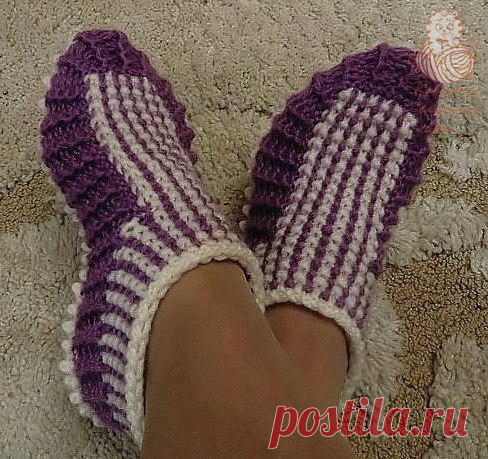 ВЯЖЕМ ТАПОЧКИ СПИЦАМИ.